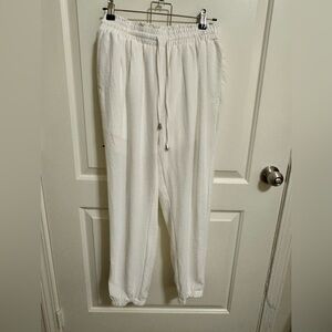 White Drawstring Jogger Pants